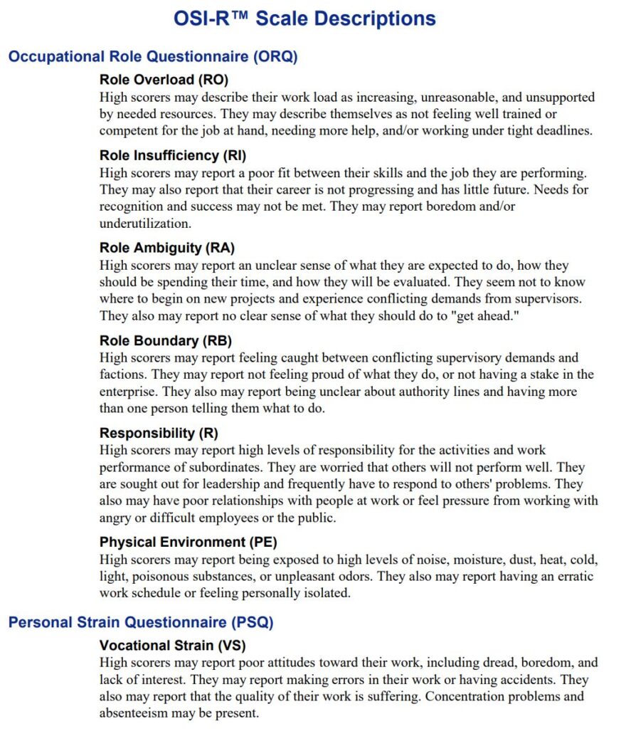 Occupational Stress Inventory – Revised Sample Report - SIGMA ...