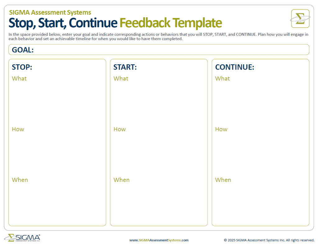 Stop, Start, Continue Feedback Template