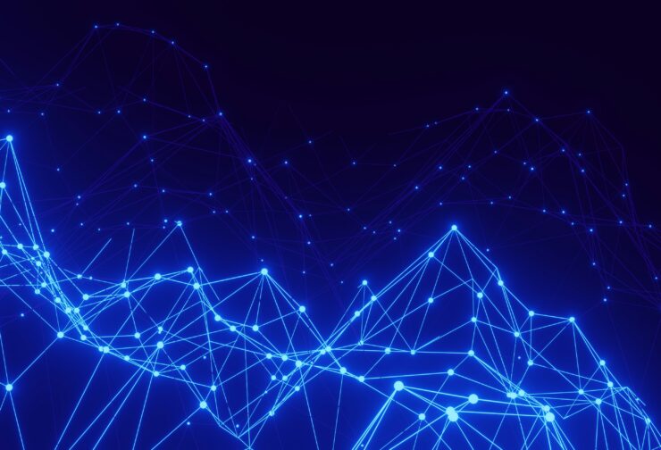 Blue data points; cover image for blog on working with SIGMA to integrate AI with psychometric assessment data.